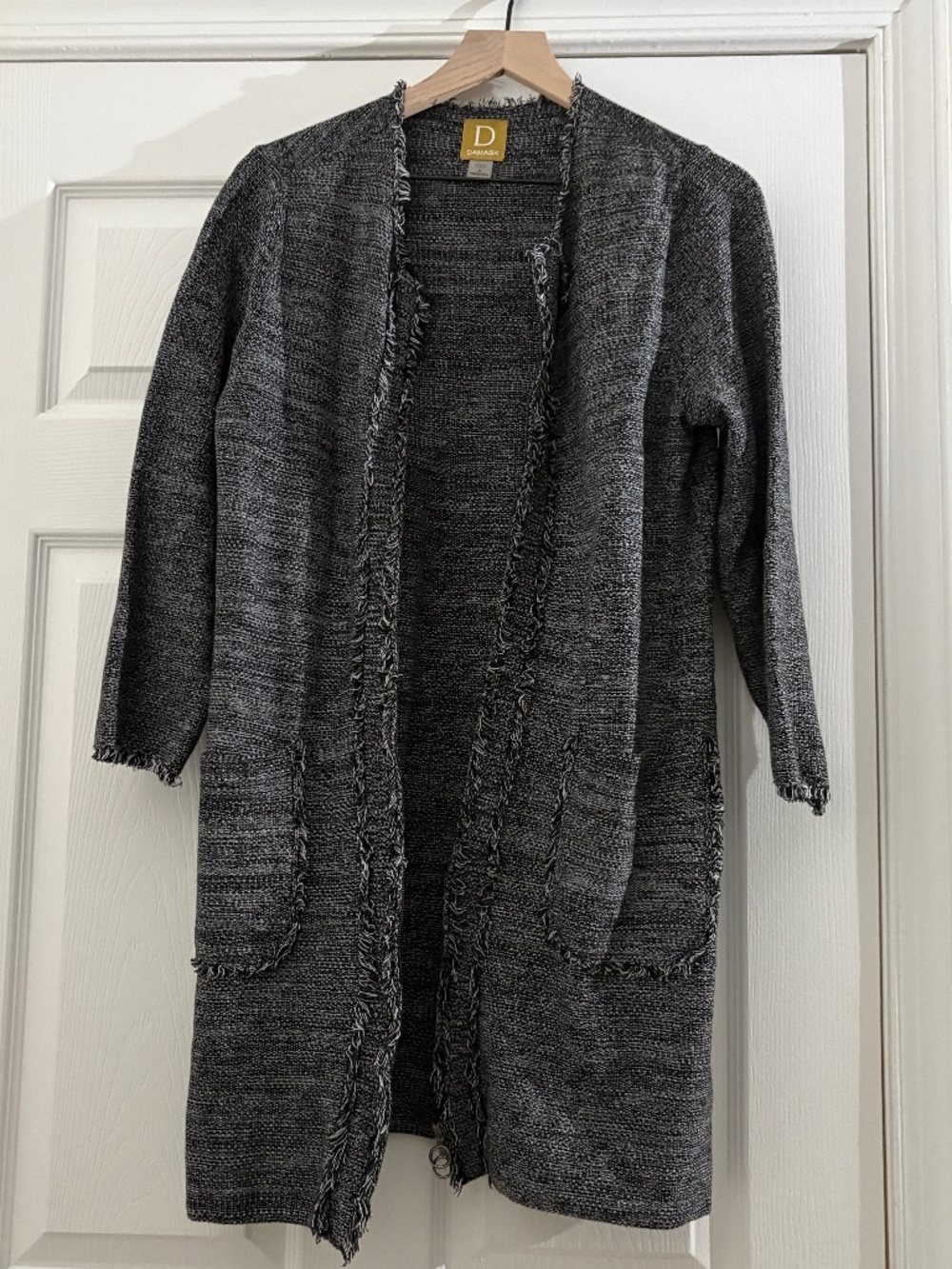 D Collection Charcoal Gray Open-Front Knit Cardigan